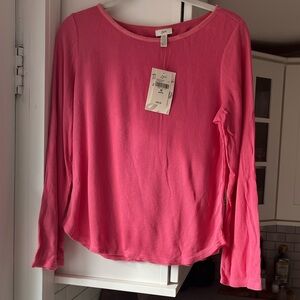 J Jill Long Sleeve Waffle Knit Tee NWT Pink